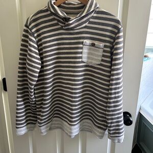 Vintage Union Bay sz Large Striped Gray Sweatshirt w pocket, cuff & hem contrast
